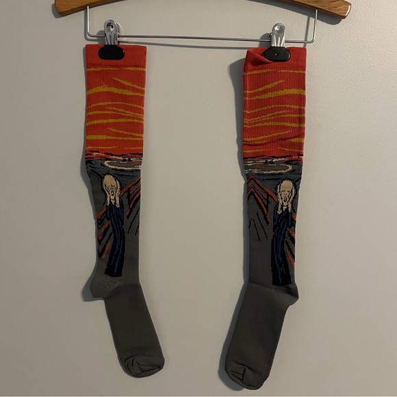NEW Edvard Munch The Scream Painting Knee High Socks - Picture 2 of 5